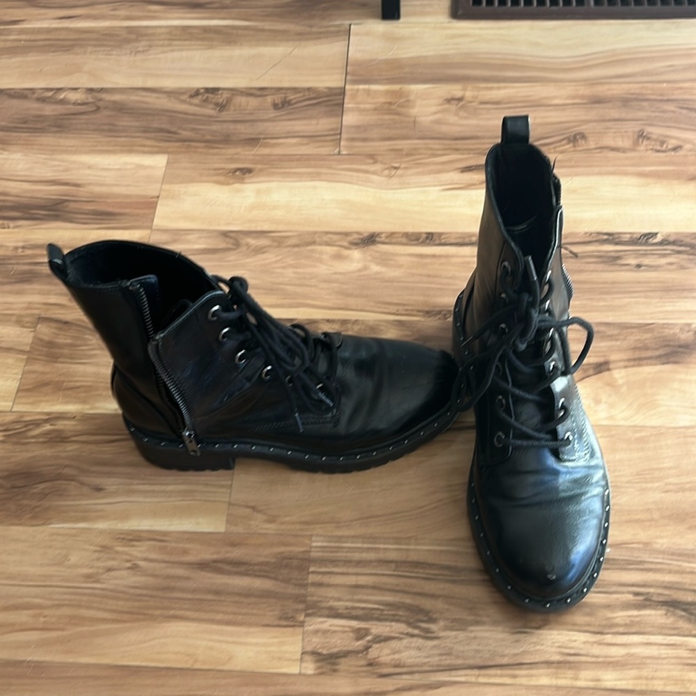 Studded black combat boots